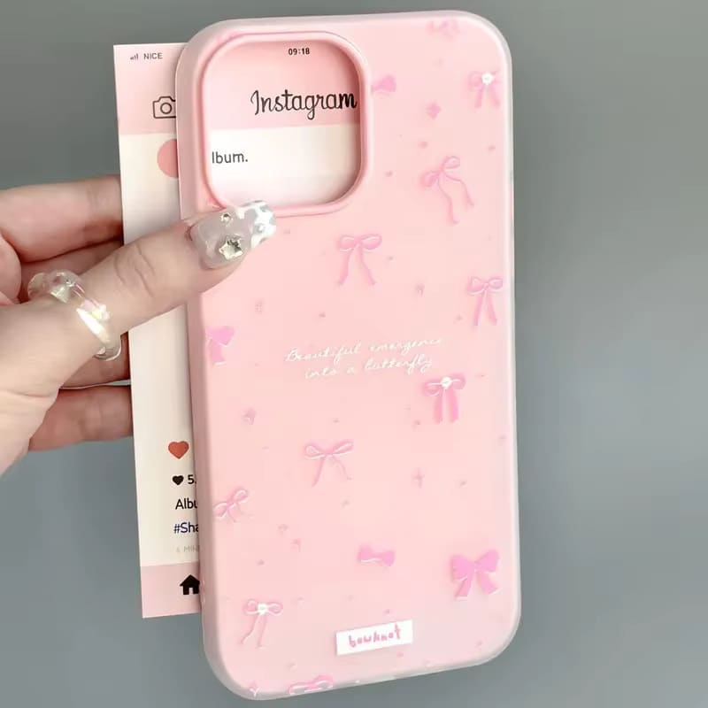 Чехол-накладка Jelly Bowknet для Apple iPhone 15, силиконовая, рисунок снежинки и бабочки, цвет розовый
