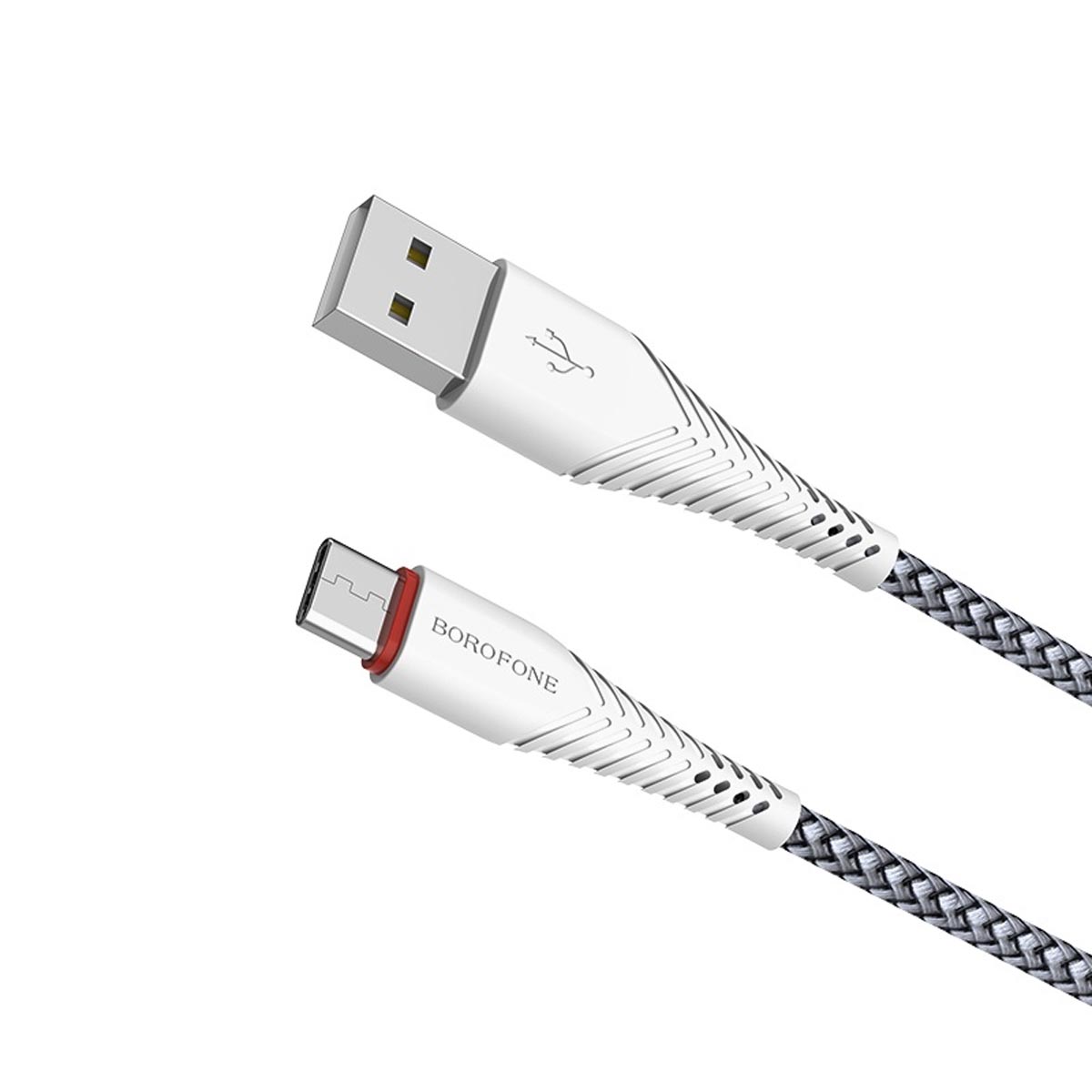 Кабель BOROFONE BX25 Powerful USB Type C, 3.0А, длина 1 метр, силикон, нейлоновое армирование, цвет белый