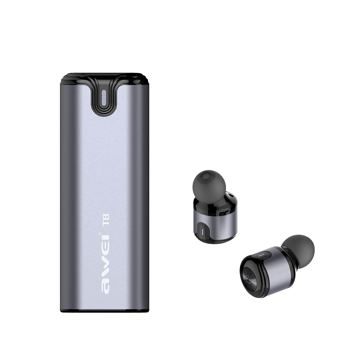Гарнитура (наушники с микрофоном) беспроводная, AWEI T8 TWS Bluetooth Earphone цвет серый.