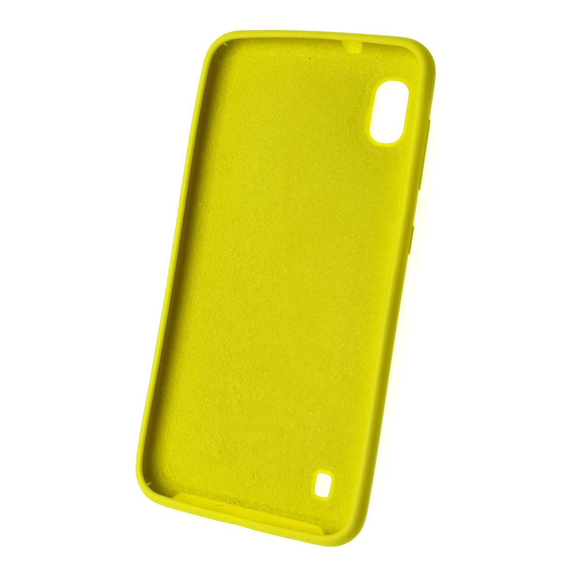 Чехол накладка Silicon Cover для SAMSUNG Galaxy A10 (SM-A105), силикон, бархат, цвет ярко желтый