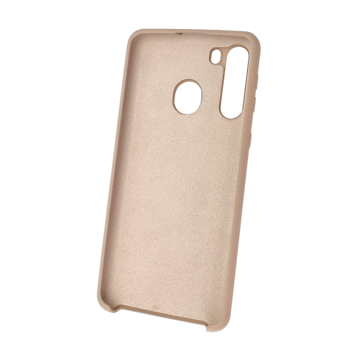 Чехол накладка Silicon Cover для SAMSUNG Galaxy A21 (SM-A215), силикон, бархат, цвет розовый песок.