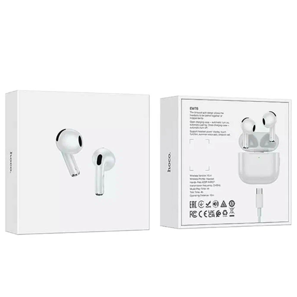 Гарнитура (наушники с микрофоном) беспроводная, HOCO EW78, цвет белый