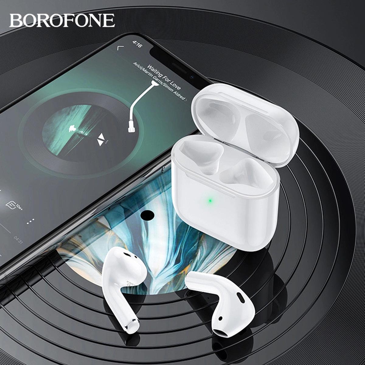 Гарнитура (наушники с микрофоном) беспроводная, BOROFONE BE46 TWS, Bluetooth 5.0, цвет белый