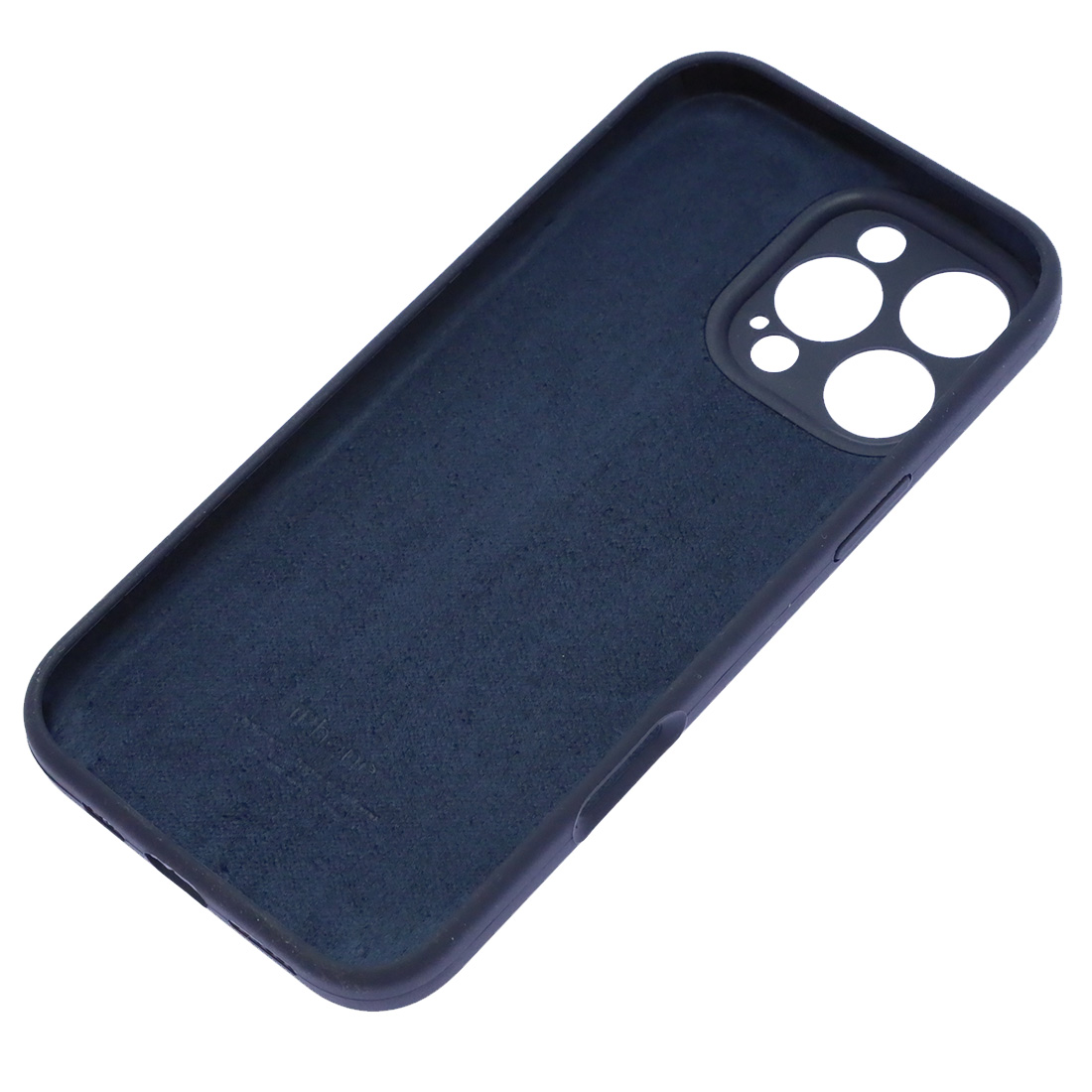 Чехол накладка Silicon Case для APPLE iPhone 16 Pro Max, защита камеры, силикон, бархат, цвет черно синий