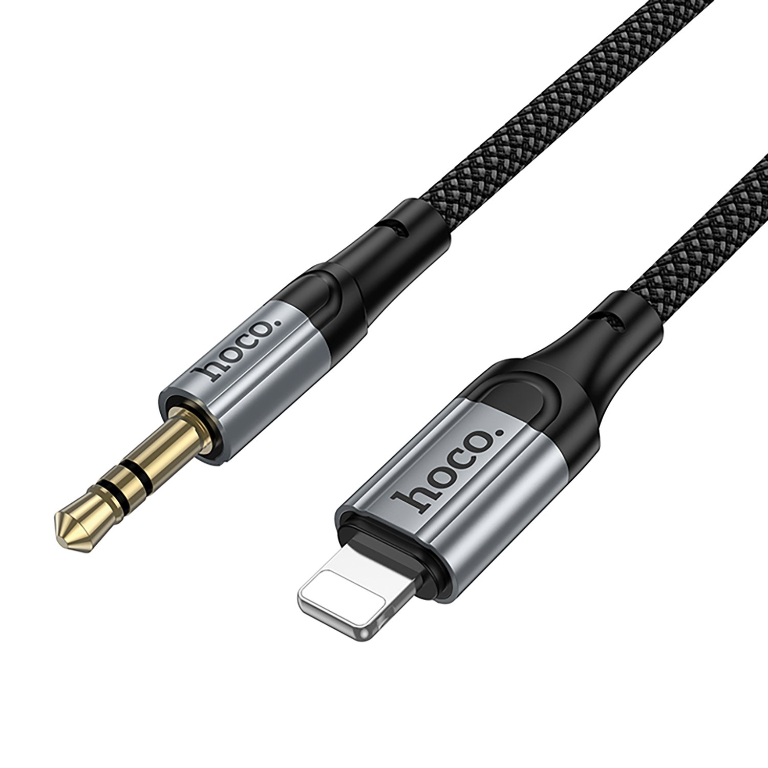 Аудио кабель, переходник HOCO UPA33A AUX (Jack 3.5 мм) на Lightning 8-pin, растягивается до 1.5 метра, цвет черный