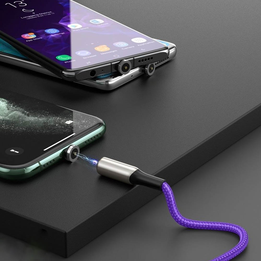 BASEUS CALXC-H05 Zinc Magnetic кабель с магнитной зарядкой для APPLE Lightning 8-pin, цвет фиолетовый | Последняя цена