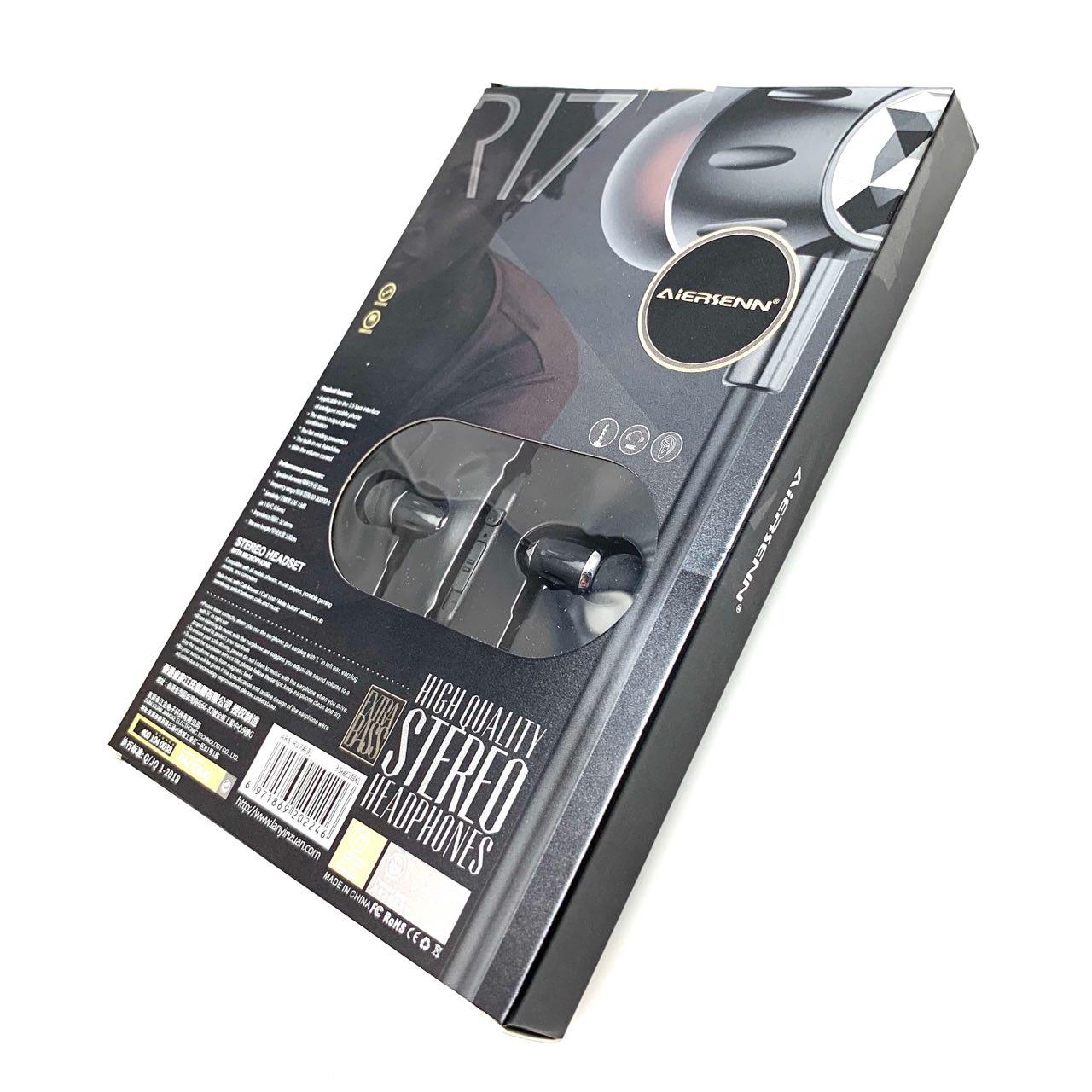 Гарнитура (наушники с микрофоном) проводная, AIRSENN ARS-R17, цвет черный.