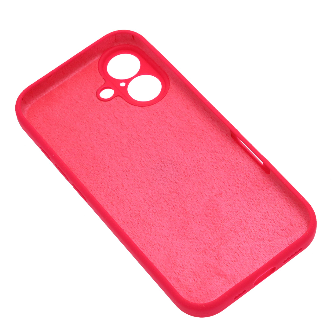 Чехол накладка Silicone Case для APPLE iPhone 16, L-ogo, защита камеры, силикон, бархат, цвет фуксия