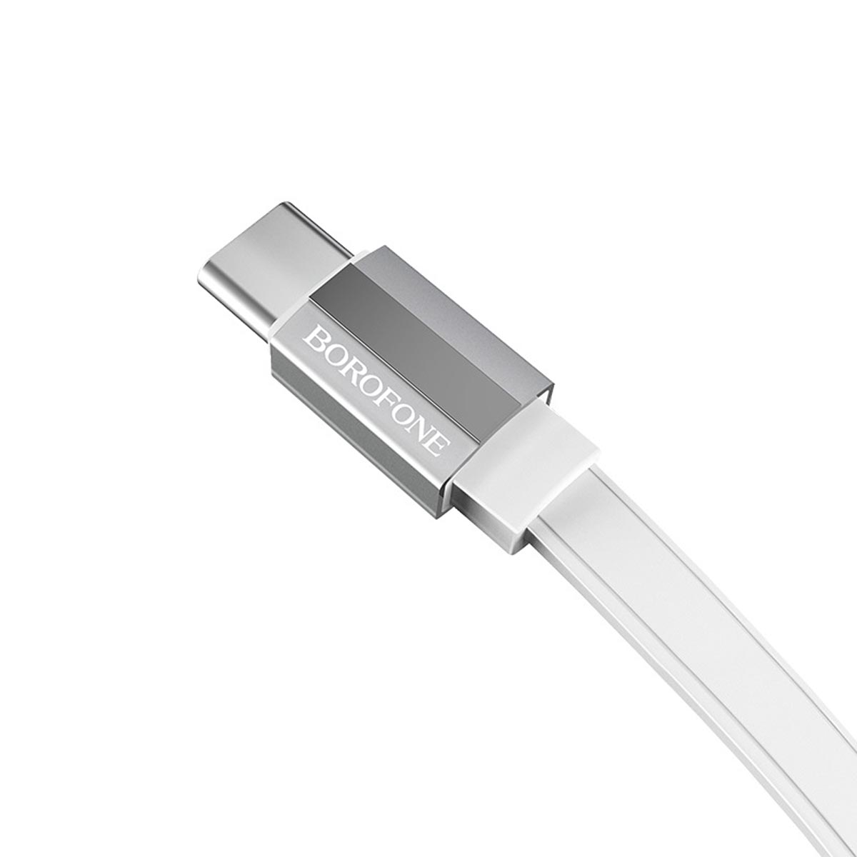 Кабель BOROFONE BU8 Glory USB Type C, 3.0A, длина 1.2 метра, силикон, плоский, цвет белый