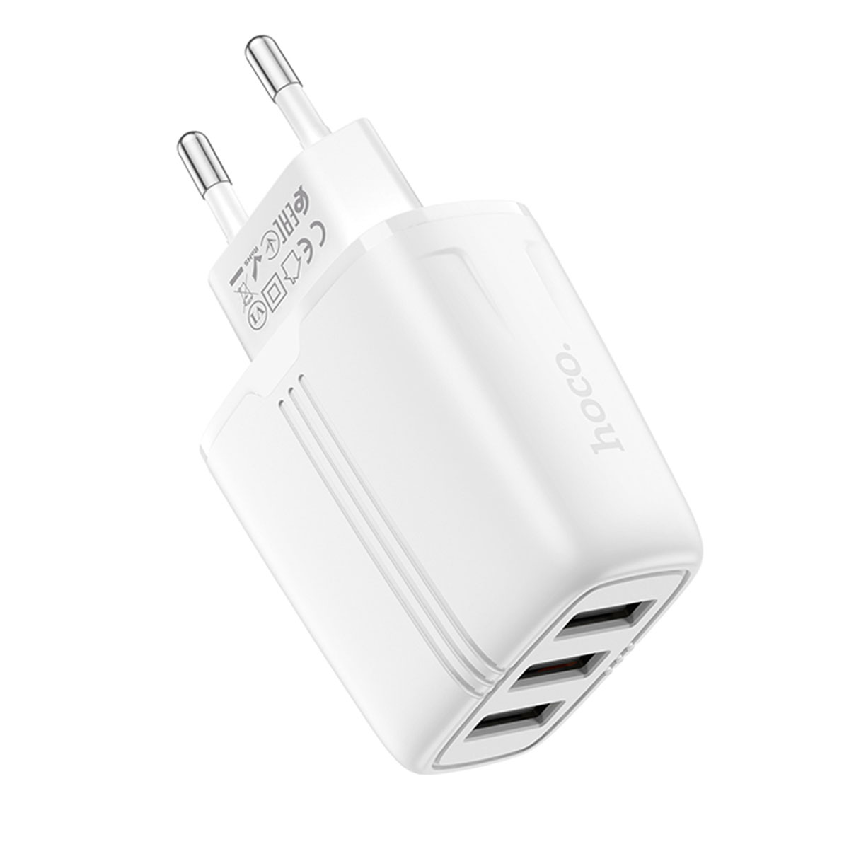 СЗУ (Сетевое зарядное устройство) HOCO N15 Amazing, 2.4A, 3 USB, цвет белый