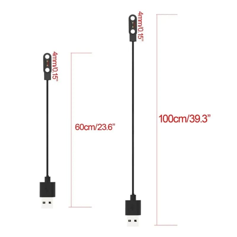 USB-зарядное устройство, магнитный кабель 2 pinдля смарт часов IMILAB W12 KW66, длина 60 см., цвет черный