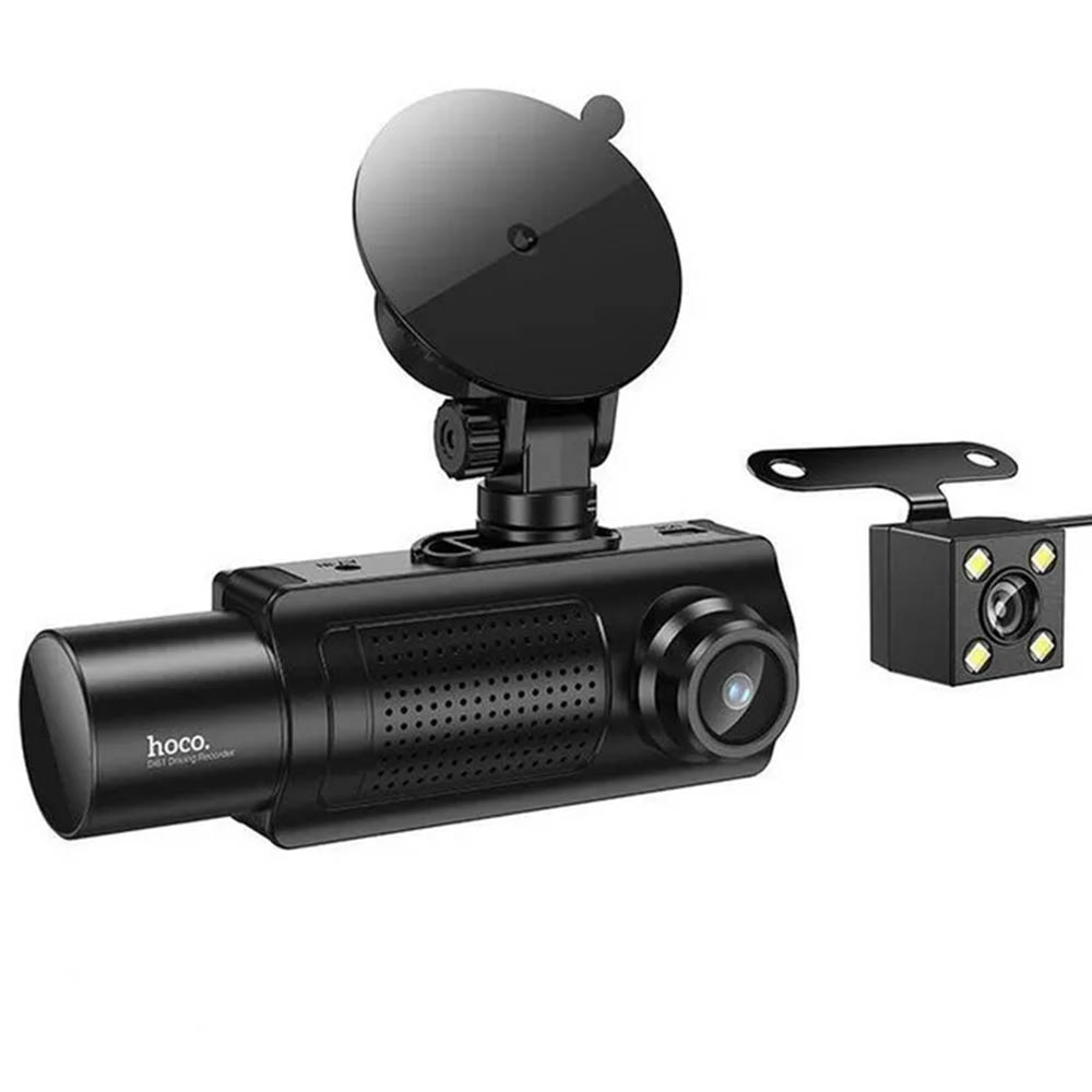 Автомобильный видеорегистратор HOCO DI61, 720P, 480P, WI-FI, две камеры, цвет черный