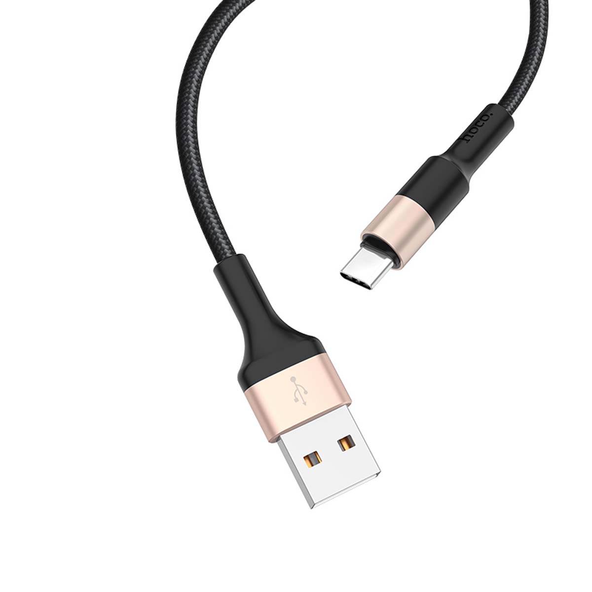 Кабель HOCO X26 Xpress USB Type C, 2A, длина 1 метр, цвет черно золотистый