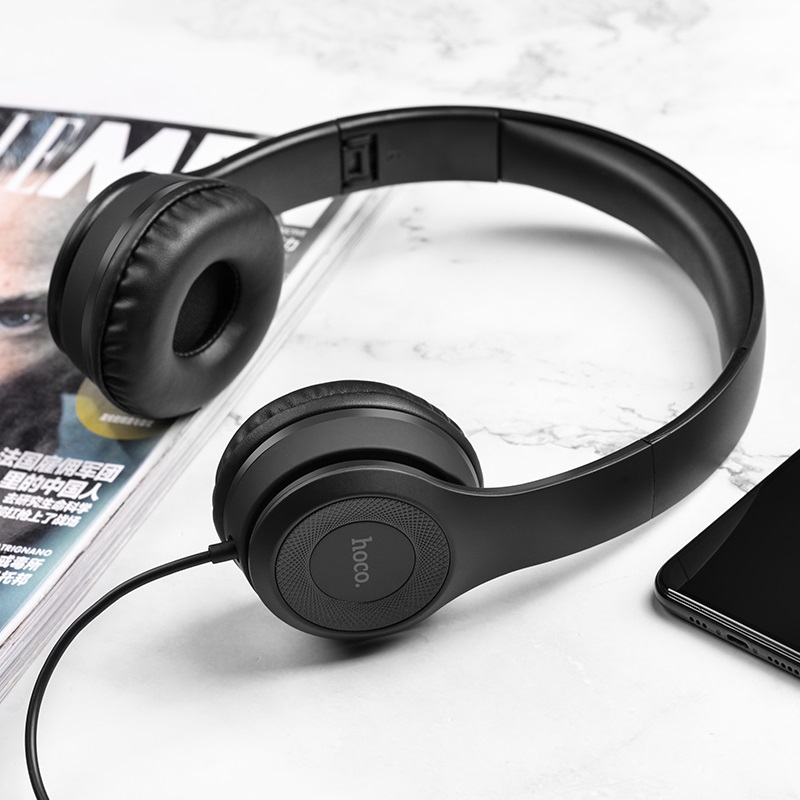 Гарнитура (наушники с микрофоном) проводная, полноразмерная, HOCO W21 Graceful Charm Wire Control Headphones, цвет черный