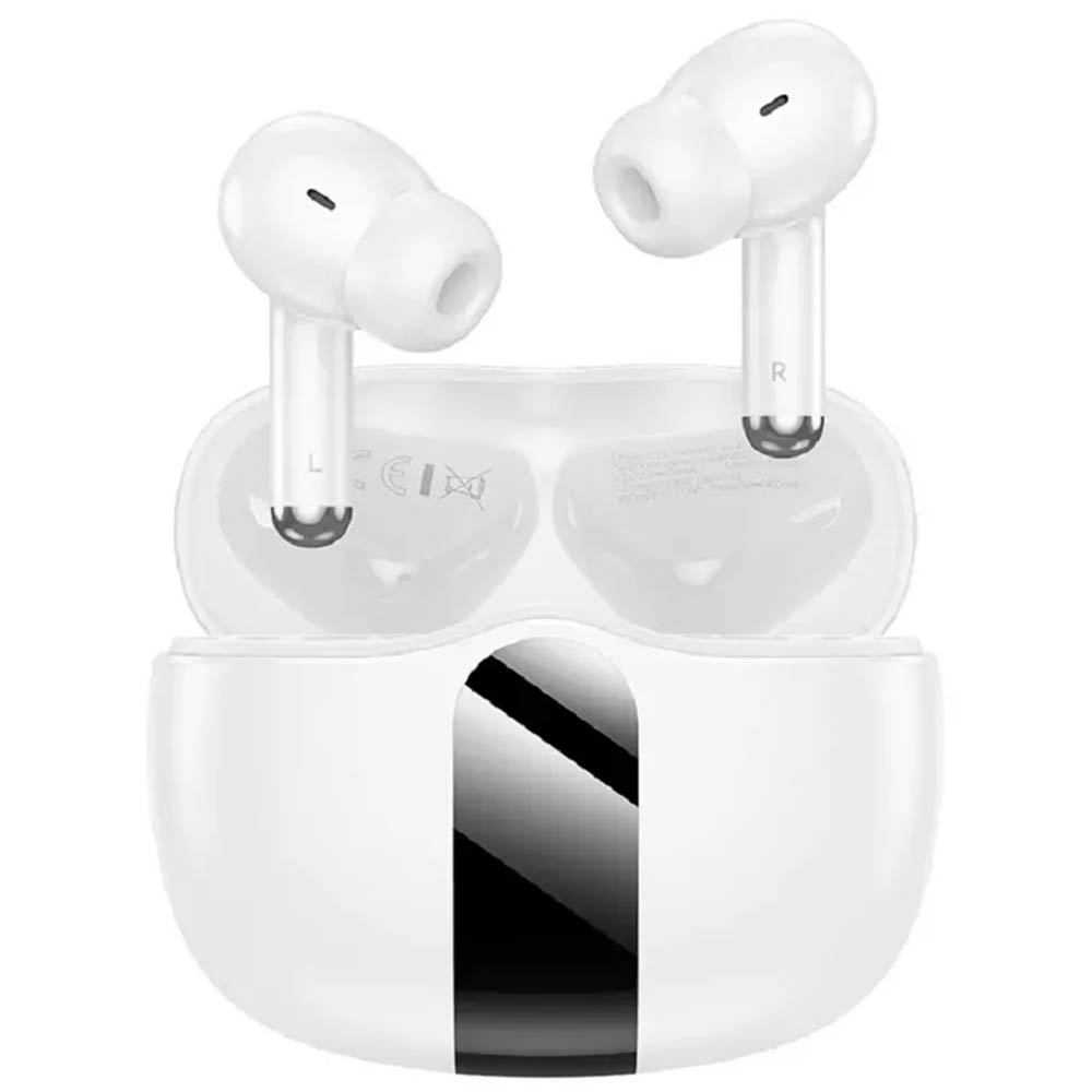 Гарнитура (наушники с микрофоном) беспроводная, BOROFONE FQ3, LCD дисплей, ANC, ENC, цвет белый