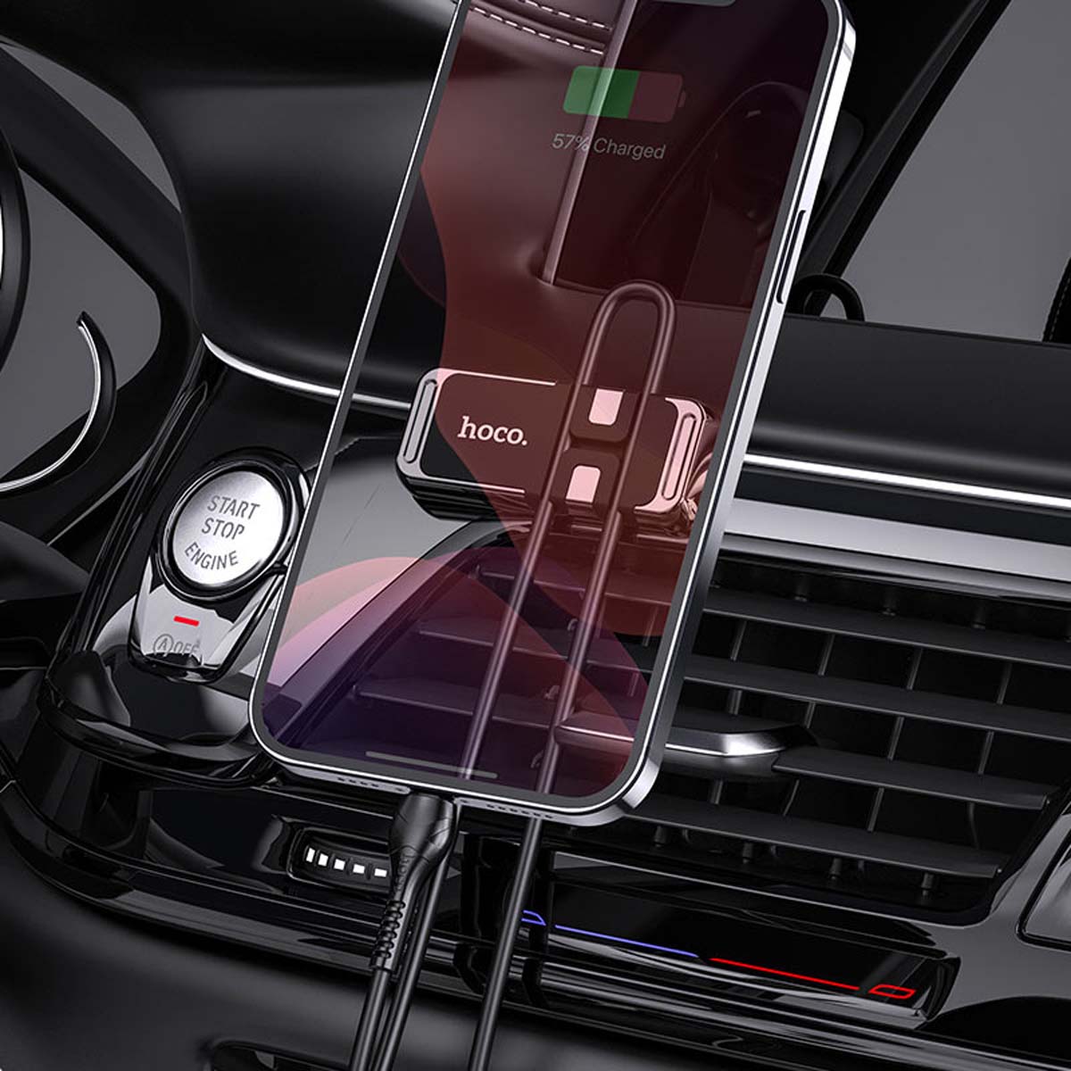 Автомобильный магнитный держатель HOCO CA77 Carry для смартфона, цвет серебристый