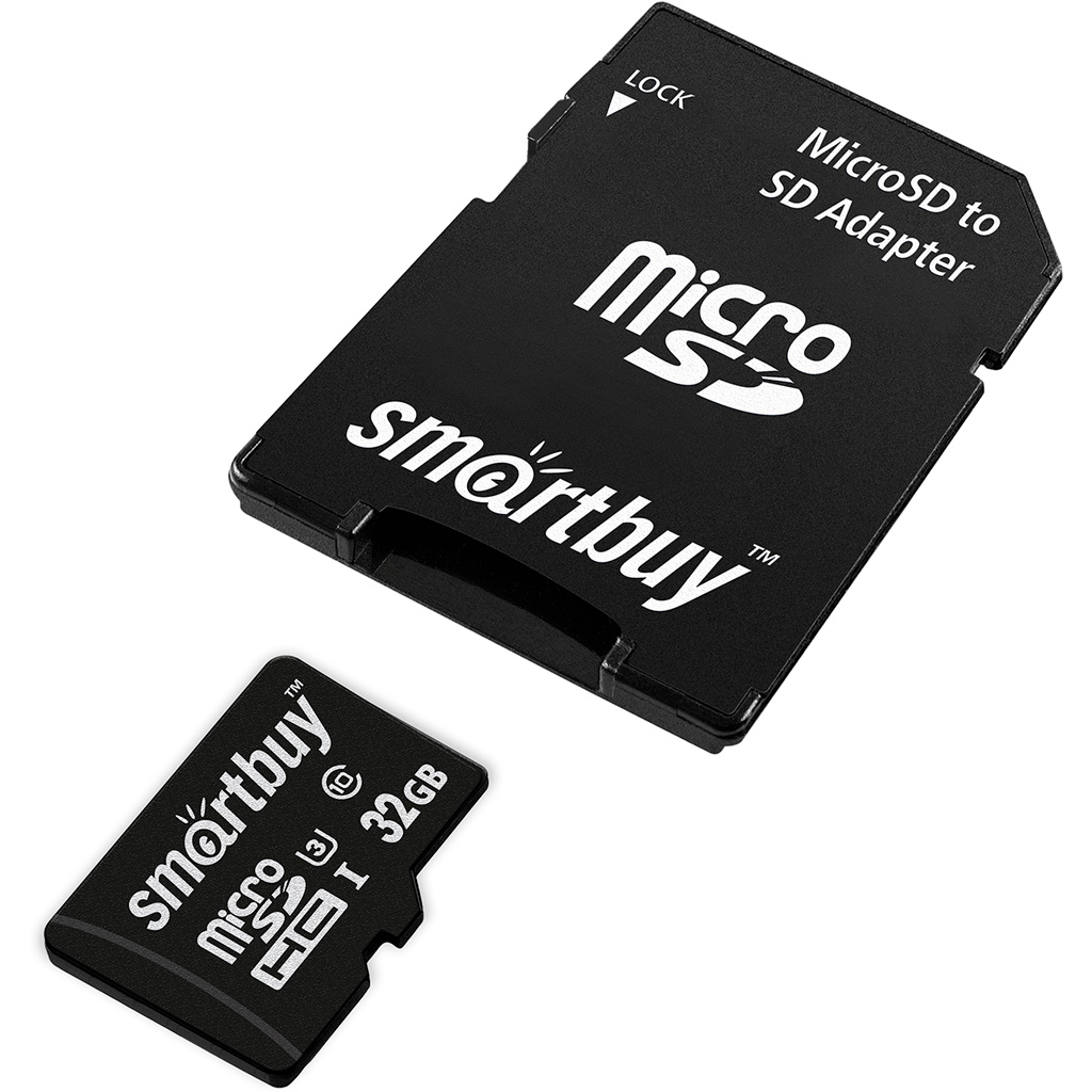 Карта памяти 32Gb MicroSD SMARTBUY Pro-L SB32GBSDCL10U3L-01, 4K, UHS-I U3 (60/95 Mb/s), Class 10, SD адаптер, цвет черный