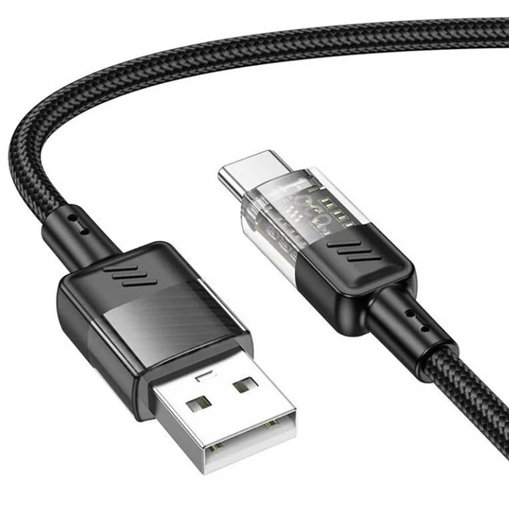Кабель HOCO U129 Spirit USB на USB Type C, 3А, длина 1.2 метра, цвет черный
