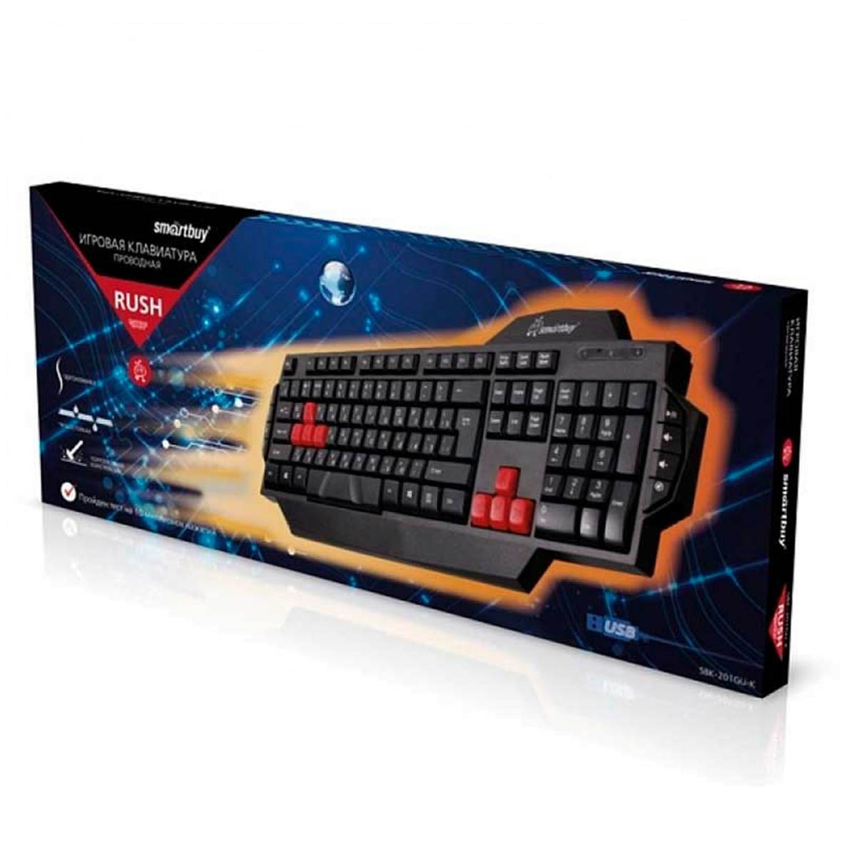 Клавиатура игровая, Smartbuy RUSH SBK-201GU-K, USB, мультимедийная, цвет черный