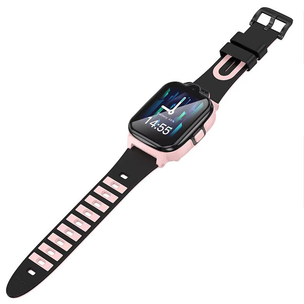 Умные часы для детей HOCO Y104, слот SIM, GPS, Wi-Fi, 4G, камера, 700mAh, цвет черно розовый