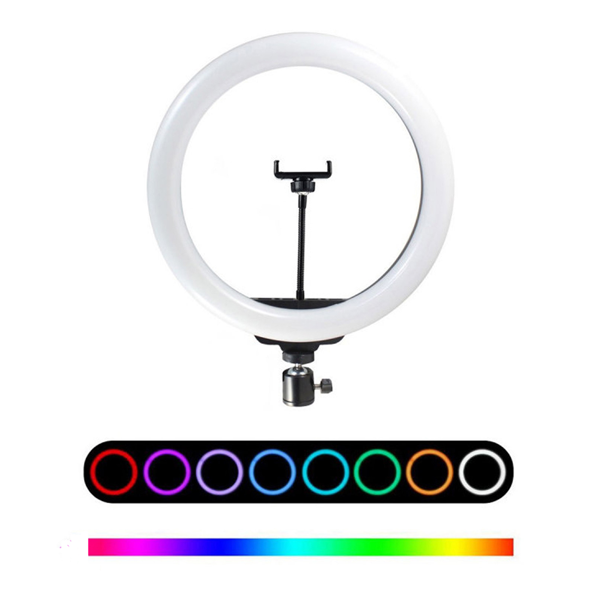 Кольцевая светодиодная RGB лампа MJ26, 26 см, 25 Вт, со штативом 1.9 м, 15 цветовых схем, 10 ступеней яркости