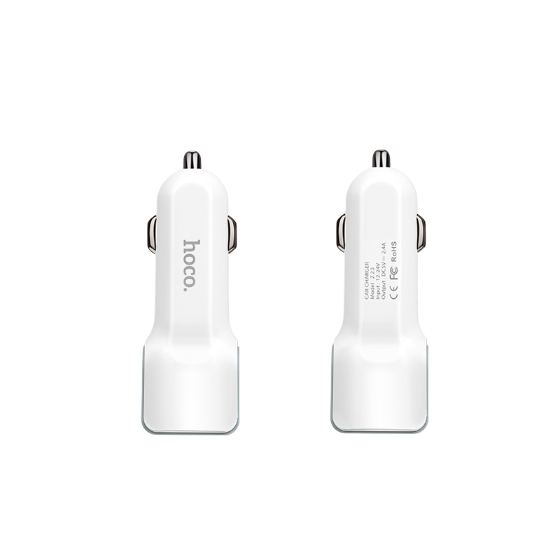 HOCO Z23 Grand style АЗУ (Автомобильное зарядное устройство) 2 USB, 2.4A + кабель APPLE lightning 8-pin, цвет белый.