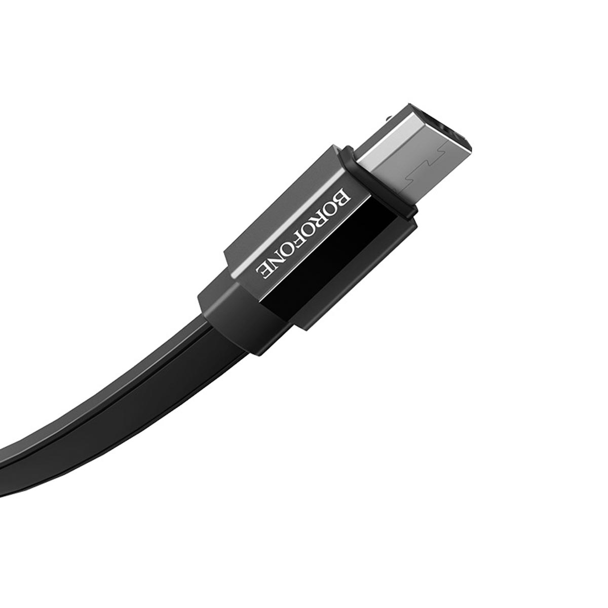 Кабель BOROFONE BU8 Glory Micro USB, 2.4A, длина 1.2 метра, силикон, плоский, цвет черный