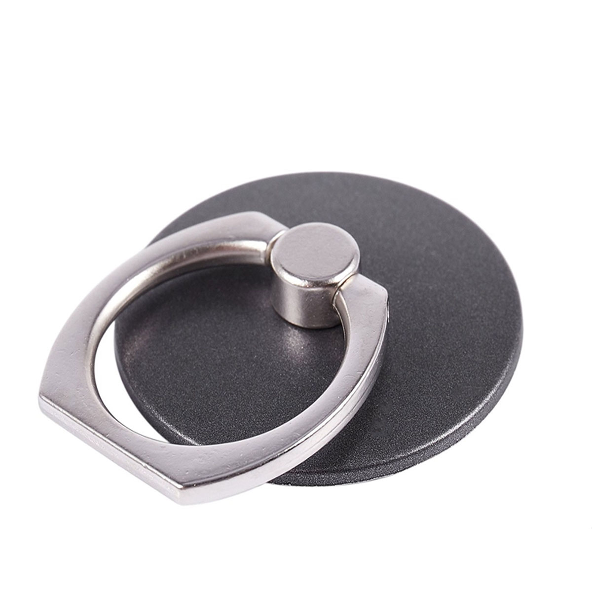 Кольцо держатель, подставка для смартфона, металл, круглая основа, цвет черный.