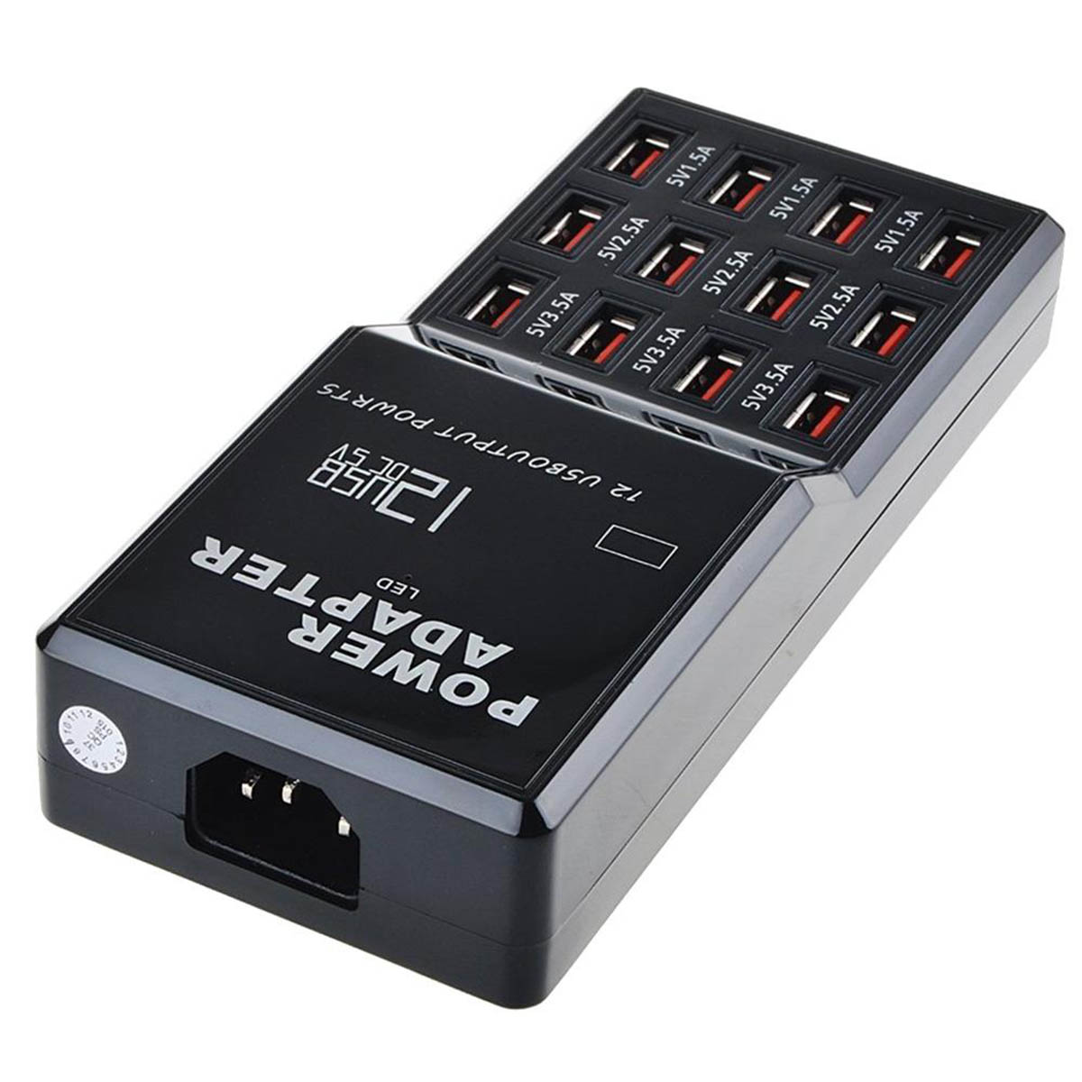 СЗУ (Сетевое зарядное устройство) W-858, 12 портов, цвет черный