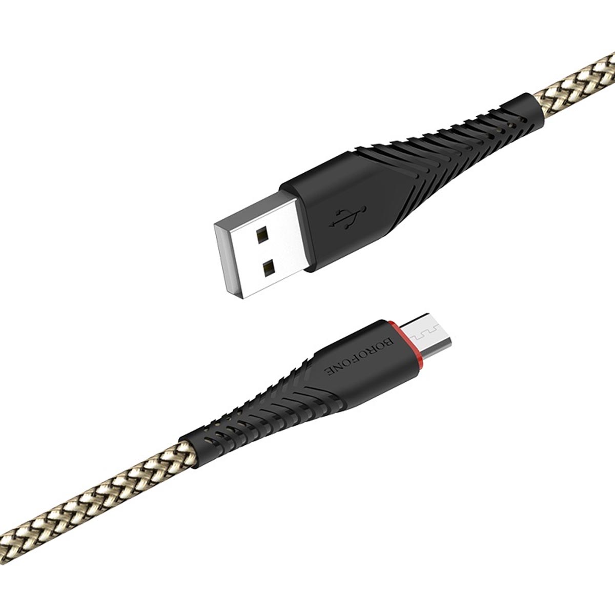 Кабель BOROFONE BX25 Powerful Micro USB, 2.4A, длина 1 метр, силикон, нейлоновая оплетка, цвет черный
