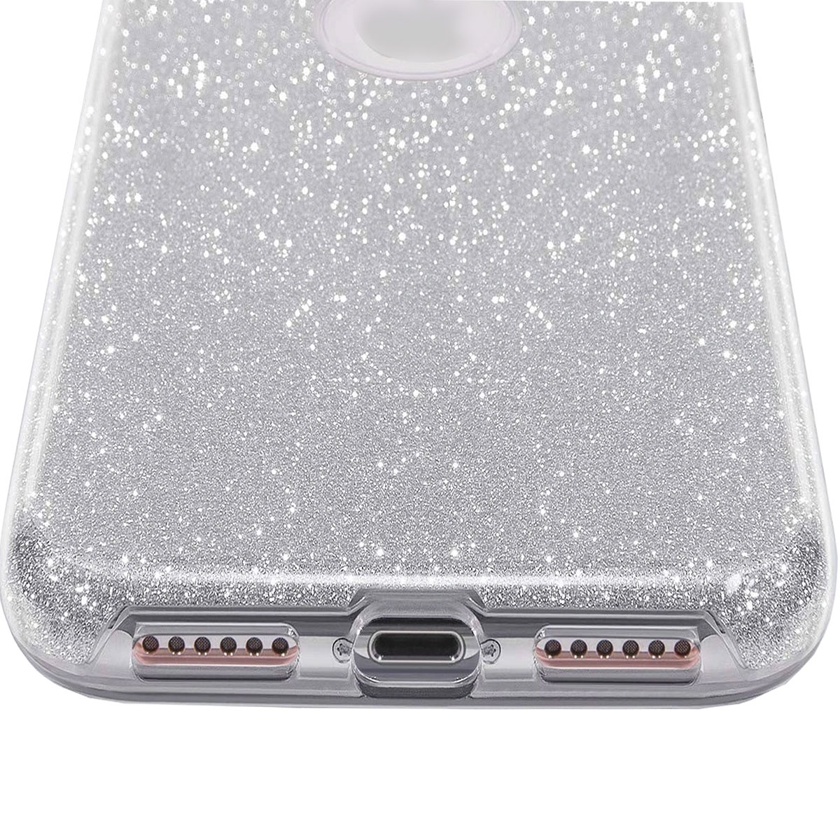 Чехол накладка Shine для APPLE iPhone X, iPhone XS, силикон, блестки, цвет серебристый