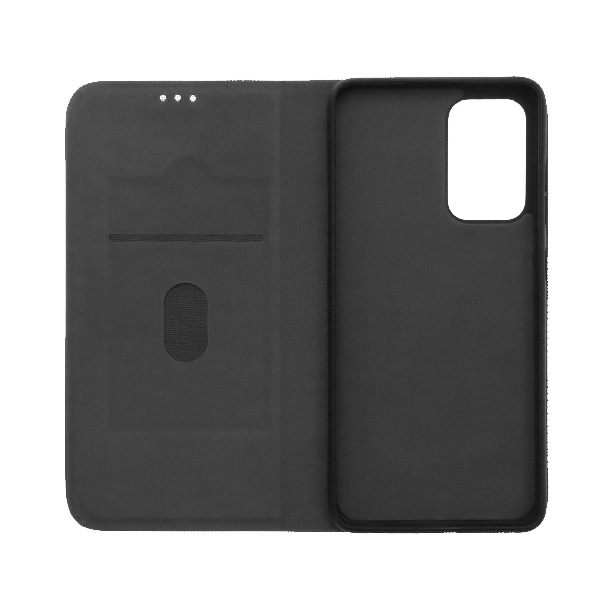 Чехол книжка MESH для SAMSUNG Galaxy A52 (SM-A525), текстиль, силикон, бархат, визитница, цвет черный