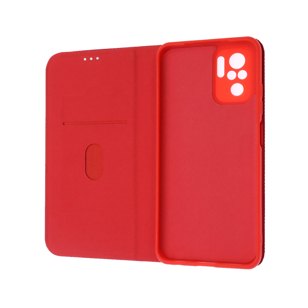 Чехол книжка MESH для XIAOMI Redmi Note 10, Redmi Note 10S, POCO M5s, текстиль, силикон, бархат, визитница, цвет красный