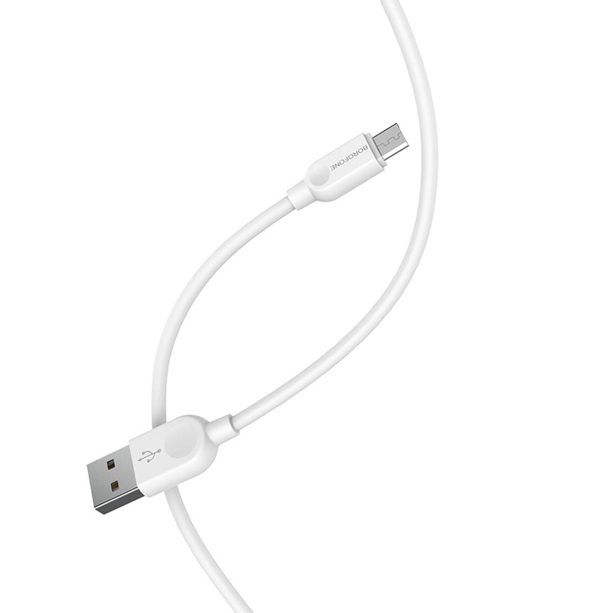 Кабель BOROFONE BX14 LinkJet Micro USB, 2.4A, длина 1 метр, силикон, цвет белый