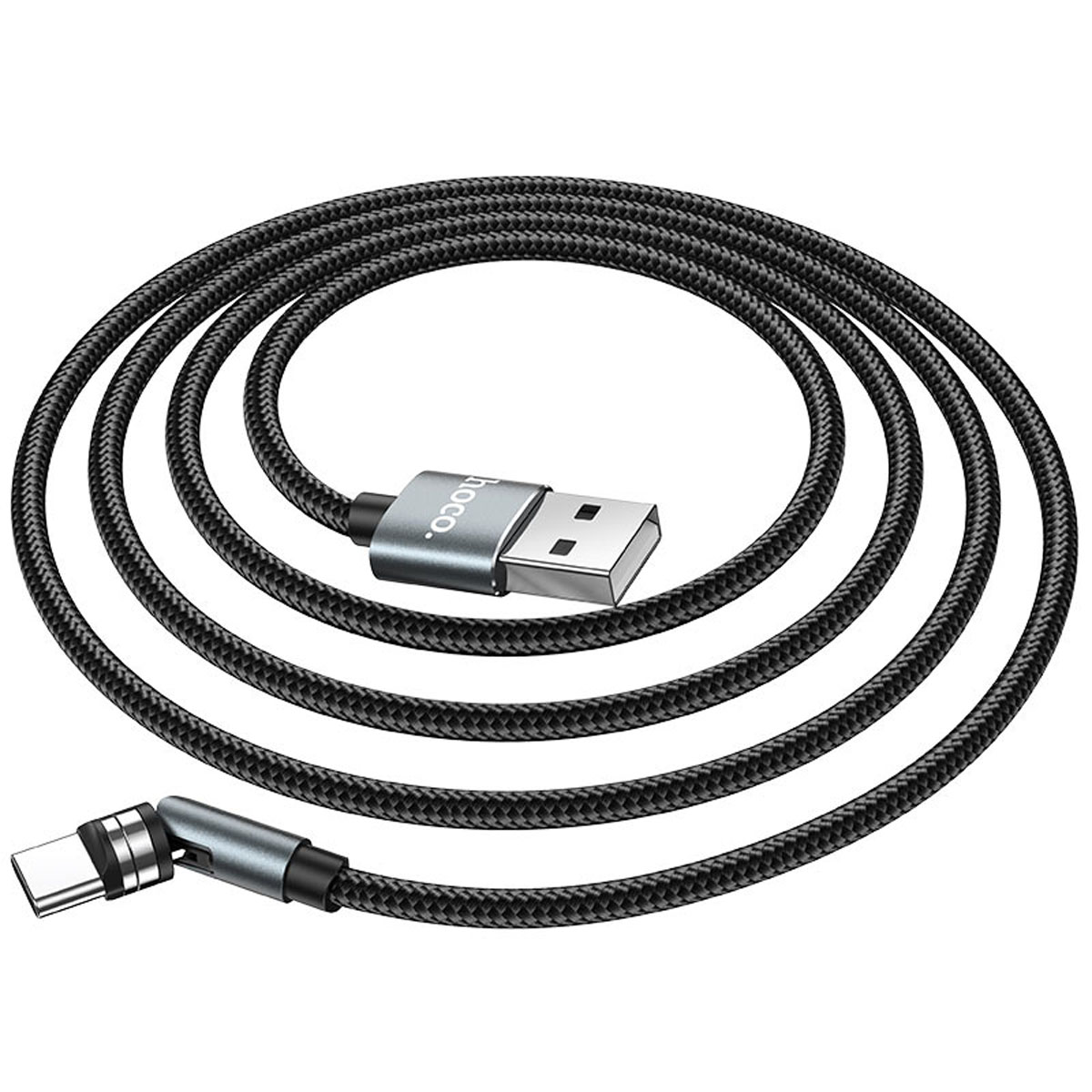 Магнитный зарядный кабель HOCO U94 Universal USB Type C, 2.4A, длина 1.2 метра, цвет черный