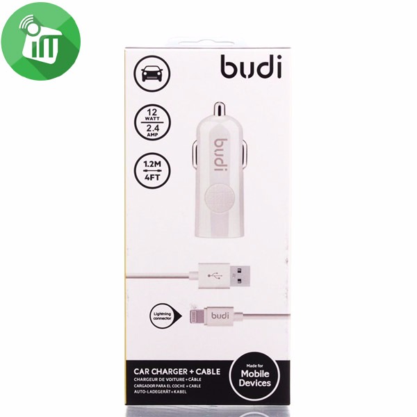 АЗУ "budi" 2.4A с 1 USB выходом (M8J062L Rev A00) + кабель Apple Lightning 8 pin 1.2m, цвет белый.