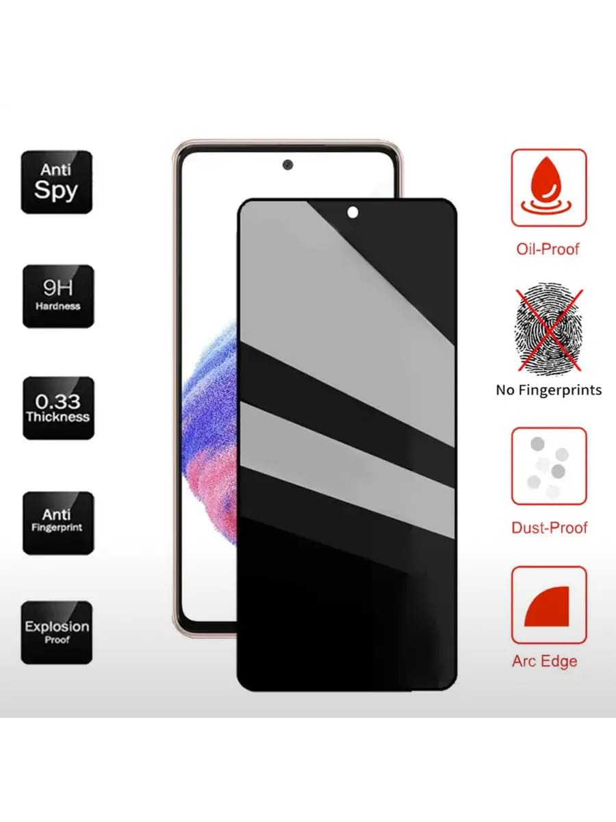 Защитное стекло АНТИШПИОН для SAMSUNG Galaxy A16, Galaxy A26, Galaxy A17, Galaxy M16, цвет окантовки черный