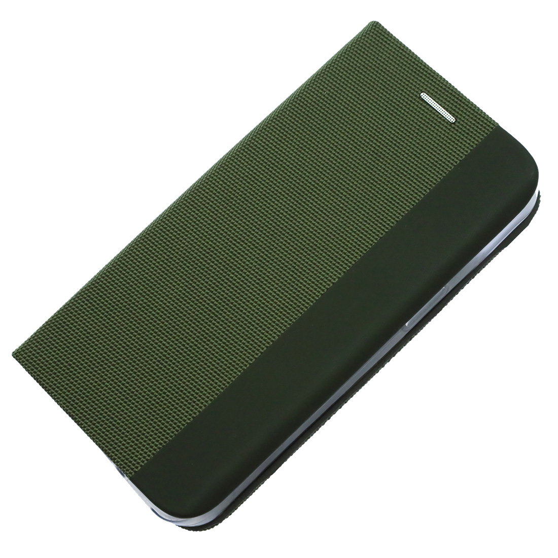 Чехол книжка MESH для APPLE iPhone 14, текстиль, силикон, бархат, визитница, цвет темно зеленый