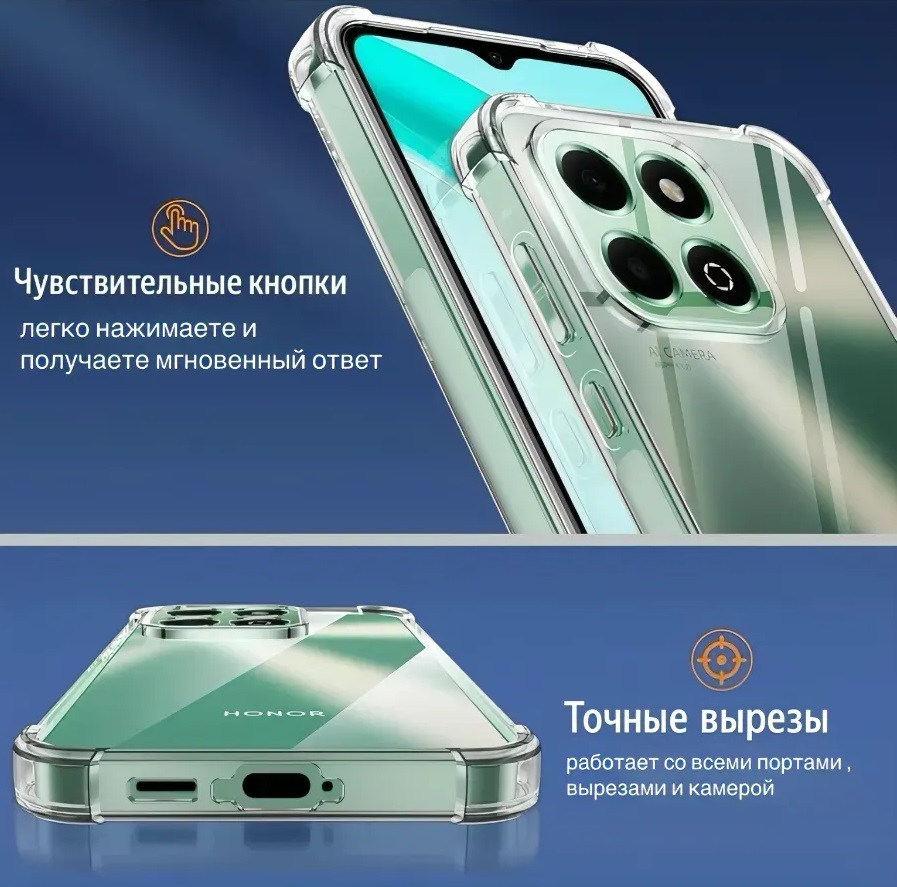 Чехол накладка BRF для HONOR X7d (LGN-LX1), усиленные края, защита камеры, силикон прозрачный