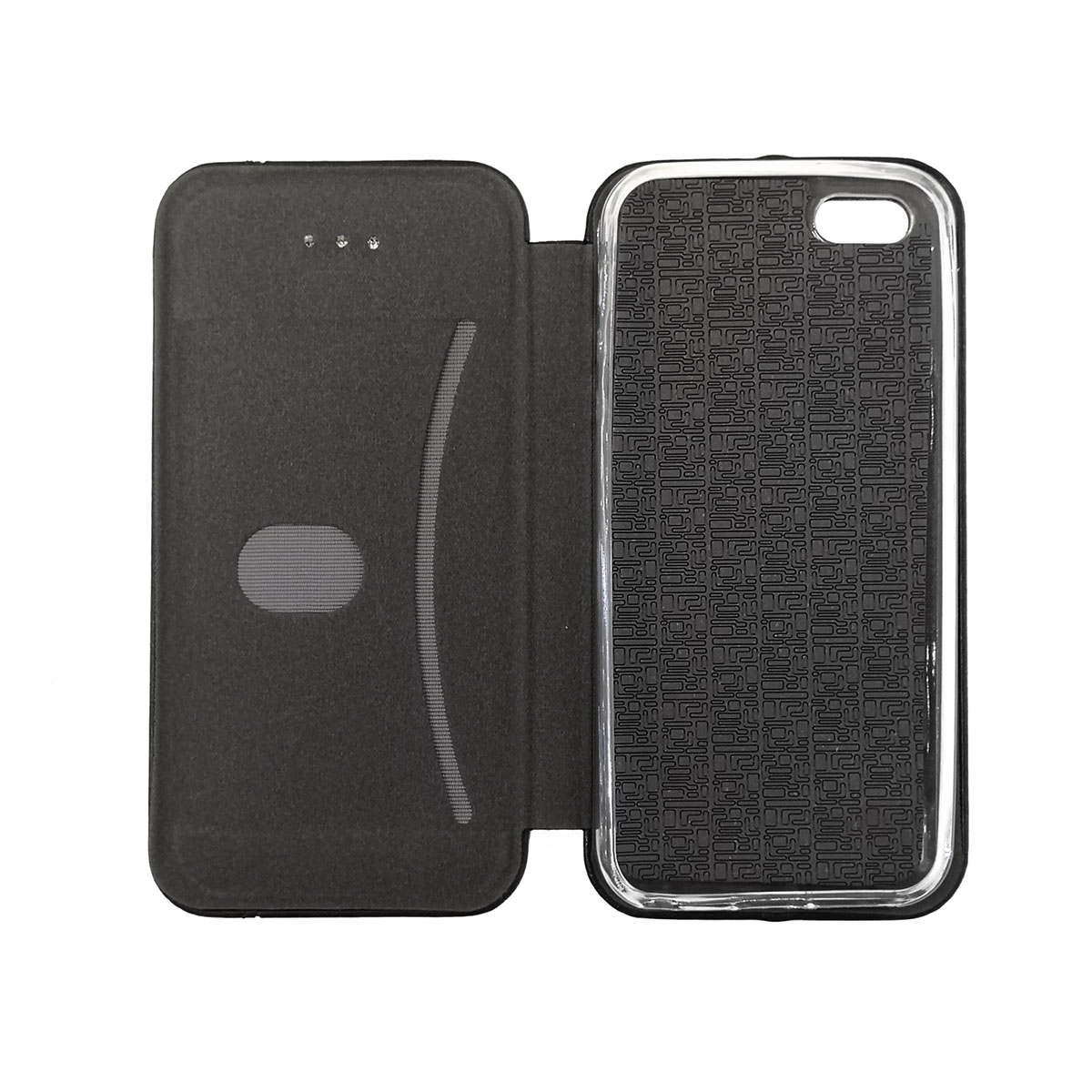 Чехол книжка VINTAGE LiNE для APPLE iPhone 5, 5G, 5S, SE, экокожа, цвет черный.