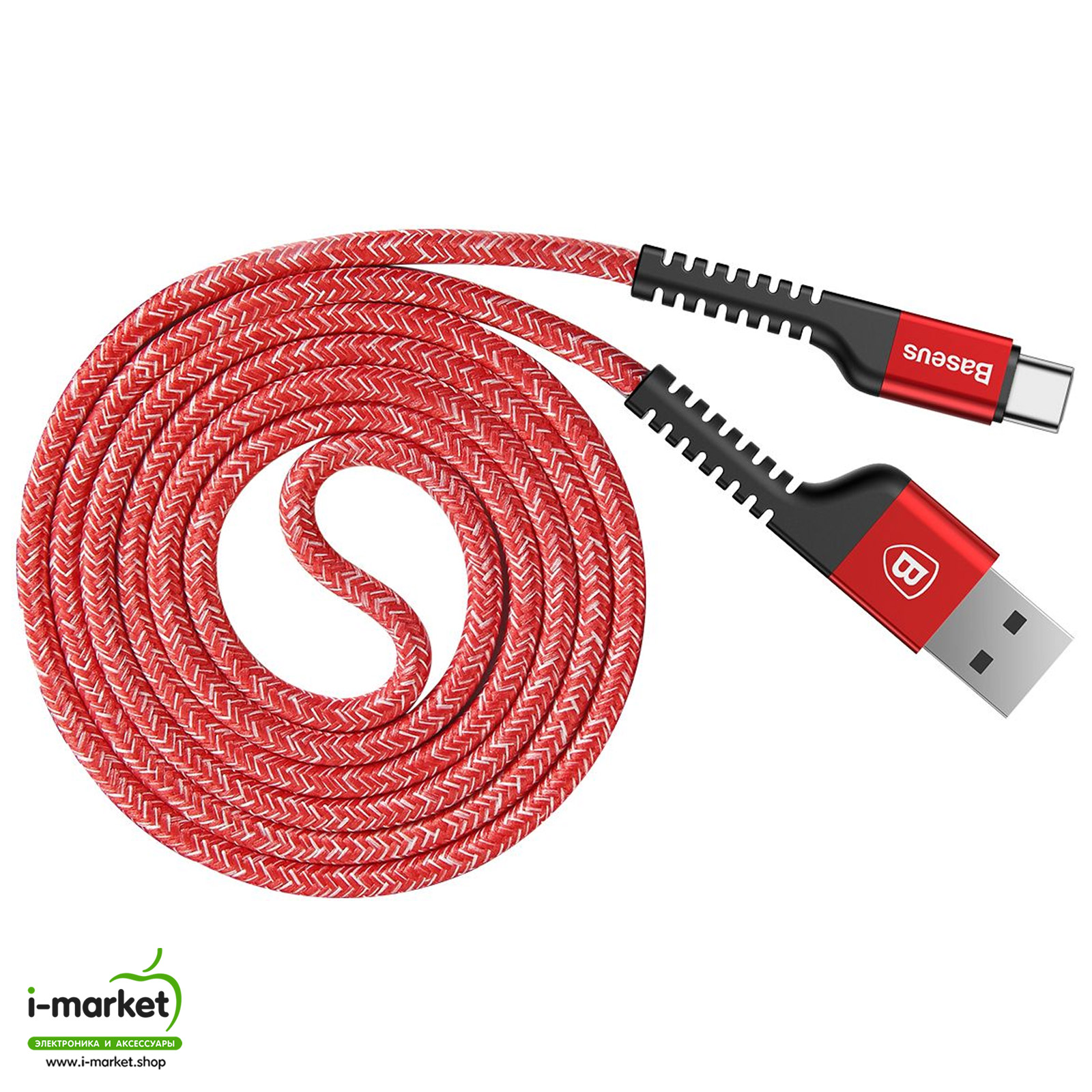 Кабель Type-C aka USB-C, 2A, длина 1 метр, Baseus Confidant Anti-break, цвет красный