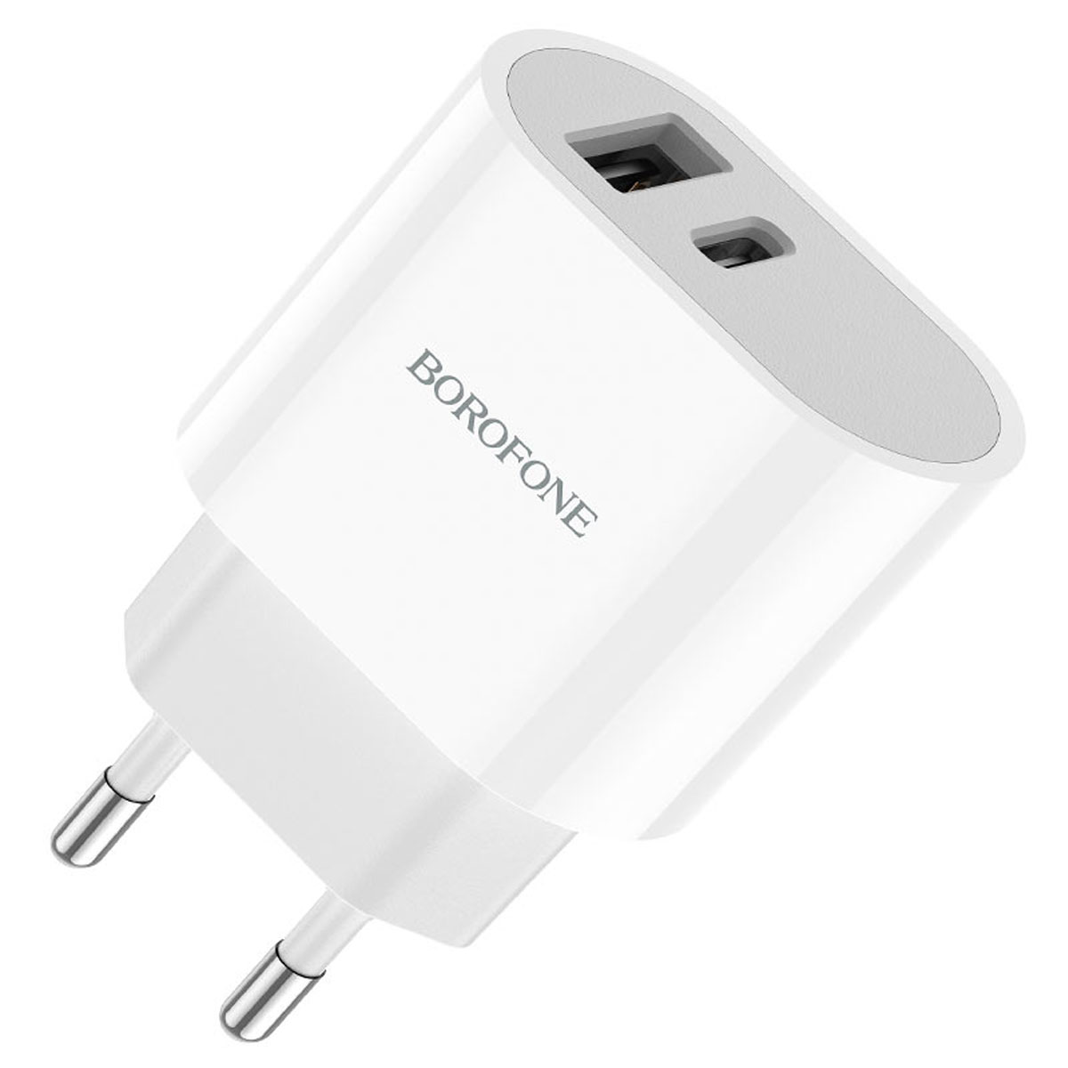СЗУ (Сетевое зарядное устройство) BOROFONE BA62A Wiseacre, 12W, 2.4A, 1 USB, 1 USB Type C, цвет белый