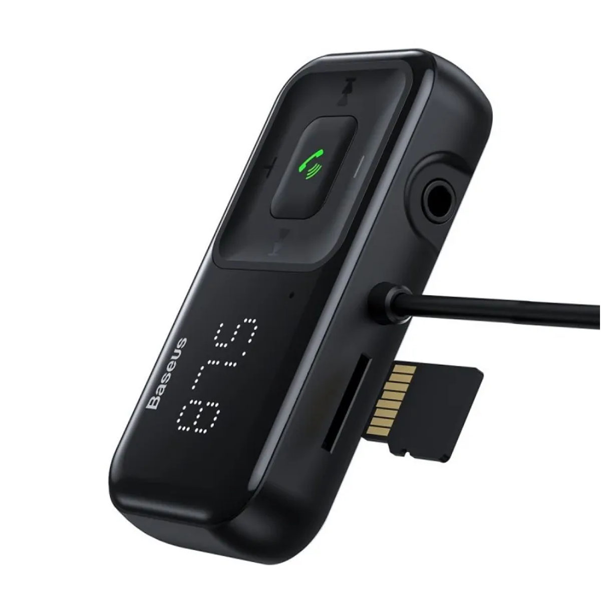 АЗУ (Автомобильное зарядное устройство) BASEUS CCTM-E01 с FM-трансмиттером, 2 USB, Bluetooth, цвет черный