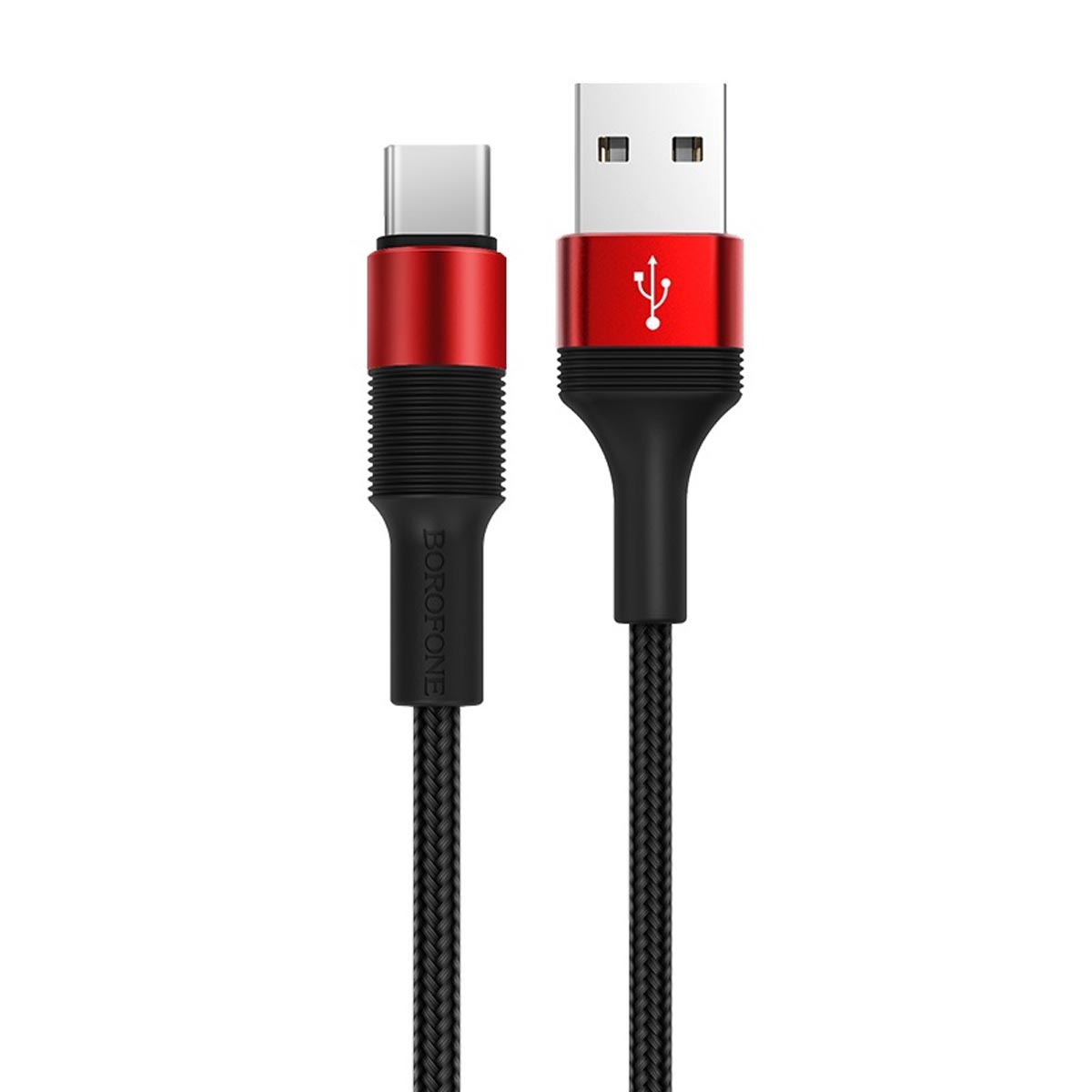 Кабель BOROFONE BX21 Outstanding USB Type C, 3A, длина 1 метр, нейлоновое армирование, цвет черно красный