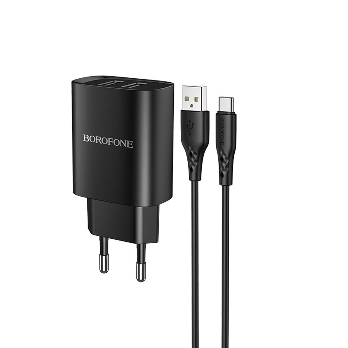 СЗУ (Сетевое зарядное устройство) BOROFONE BN2 Super fast с кабелем USB Type C, 2.1A, длина 1 метр, цвет черный