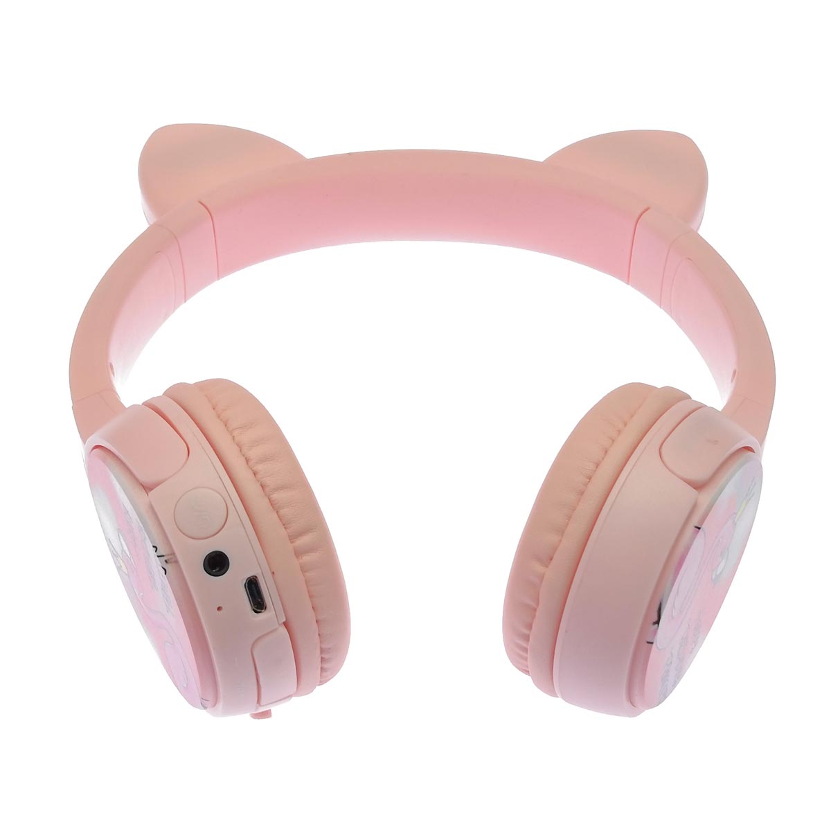 Гарнитура (наушники с микрофоном) беспроводная KR-8800, светящиеся ушки, полноразмерная, рисунок Happy Birthday Princess, RGB подсветка, цвет розовый