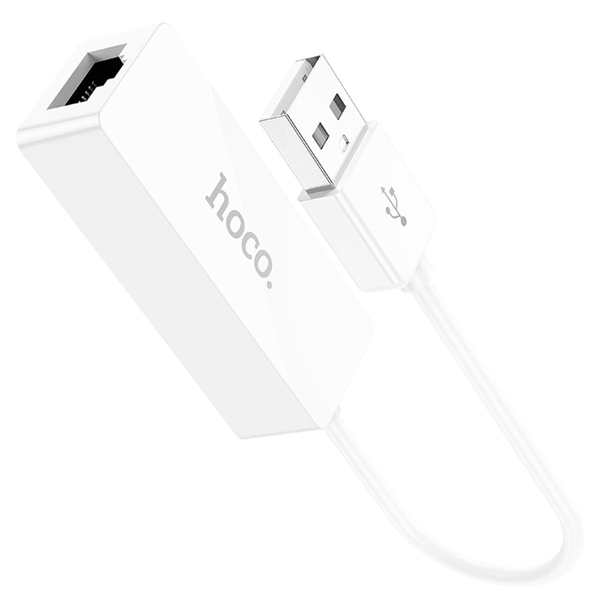 Адаптер, переходник HOCO UA22 Acquire с USB (папа) на RJ45 (мама), длина 15 см, цвет белый