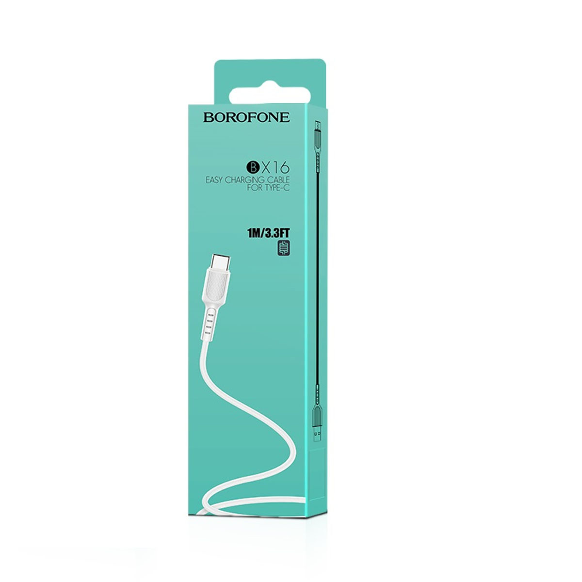 Кабель BOROFONE BX16 Easy USB Type C, длина 1 метр, 2A, силикон, цвет белый