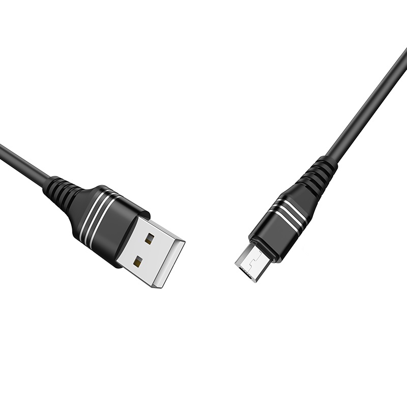 HOCO U46 Tricyclic кабель для зарядки и передачи данных USB для Micro USB, длина 1 метр, ток до 2А, оплетка TPE, цвет черный.