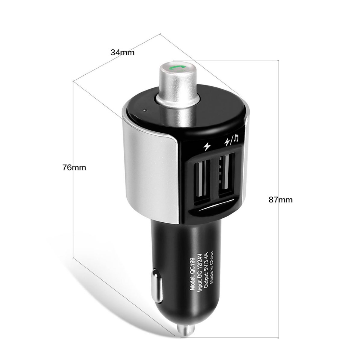 FM-трансмиттер, модулятор Bluetooth FM G9, цвет черный FM-трансмиттер, модулятор Bluetooth FM G9, цвет черный
